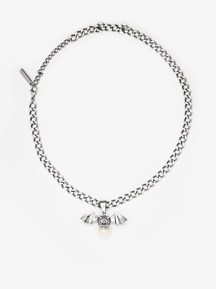 Winged Demon Skull Pearl Pendant