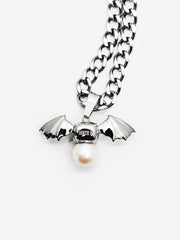 Winged Demon Skull Pearl Pendant