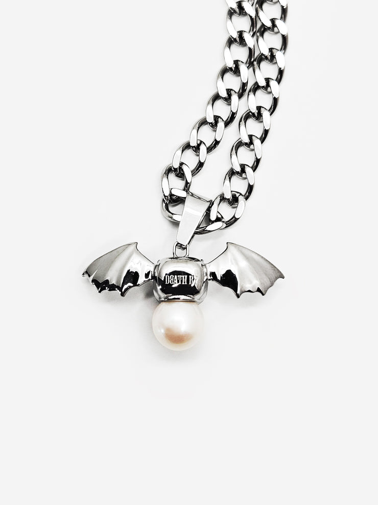 Winged Demon Skull Pearl Pendant