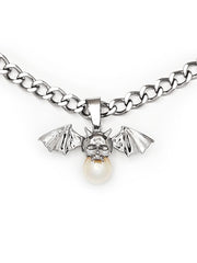 Winged Demon Skull Pearl Pendant